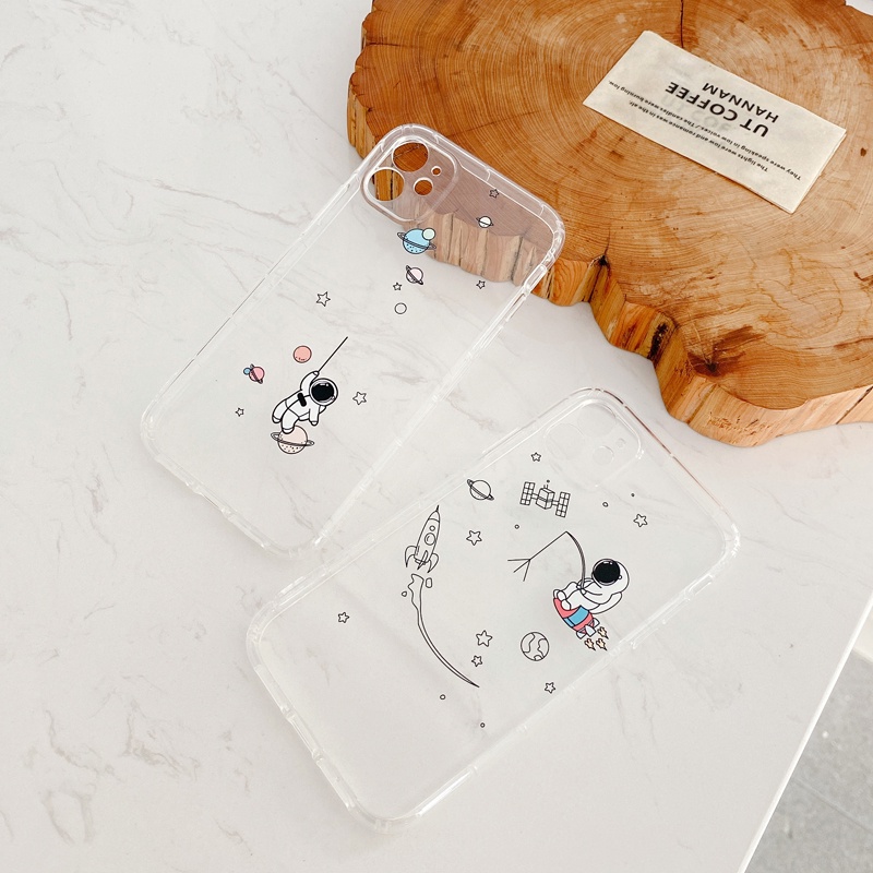 Ốp Điện Thoại Trong Suốt Họa Tiết Phi Hành Gia Dễ Thương Cho iPhone 12 11 Pro Max X Xs Xr 12 Mini 7 8 Plus | BigBuy360 - bigbuy360.vn
