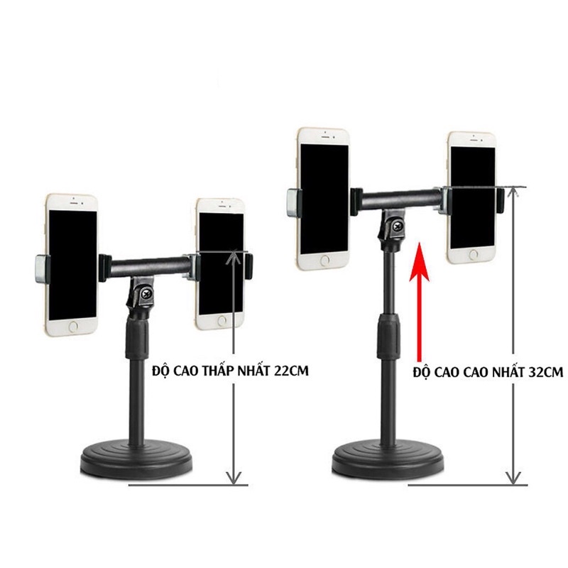 Kẹp Điện Thoại SSR DC02 - Livetream - Quay Clip - Vlog Cùng lúc 2 điện thoại (LA2735)