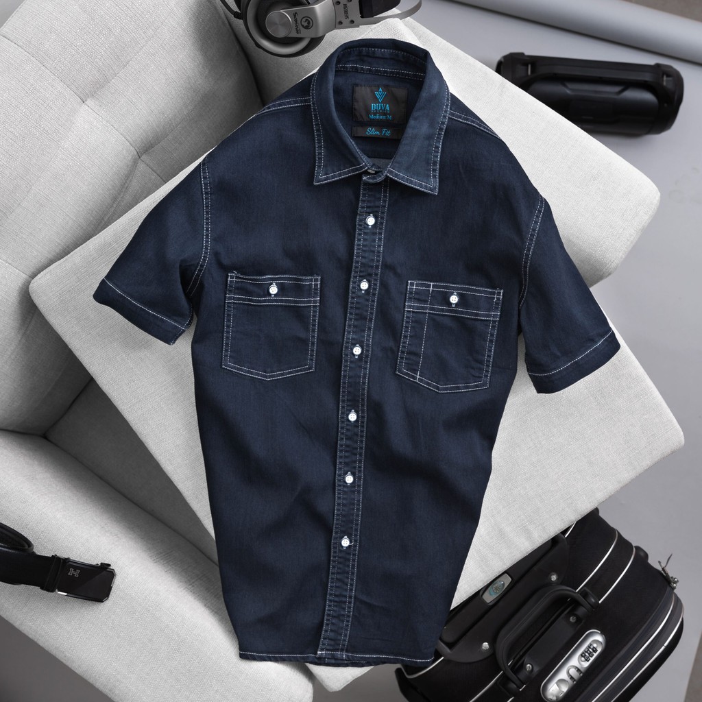 Áo Sơmi Denim ngắn tay Nam SM03 | BigBuy360 - bigbuy360.vn