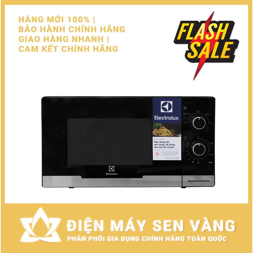 [CHÍNH HÃNG] LÒ VI SÓNG KHÔNG NƯỚNG ELECTROLUX 23L EMM2308X 800W - ĐK NÚT VẶN - 5 MỨC CÔNG SUẤT - HẸN GIỜ (MÀU ĐEN)