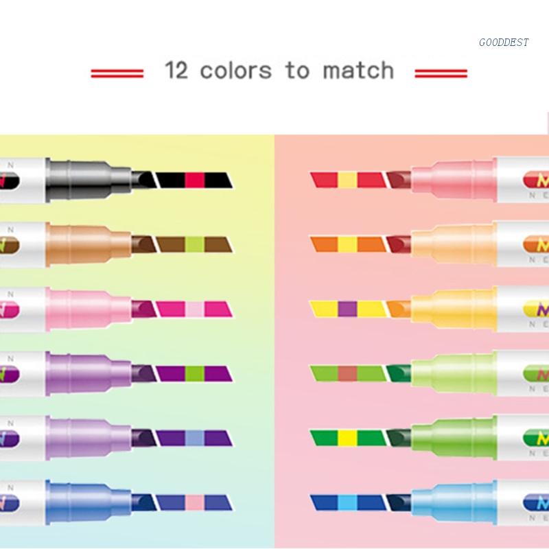 Bảng Phấn Bắt Sáng 12 Màu Hai Đầu Không Độc Hại Mau Khô Kèm Hộp Cho Học Sinh