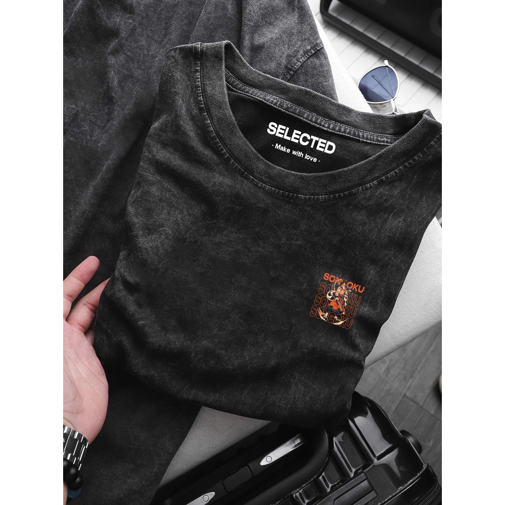 Áo thun tay lỡ nam nữ in hình Songoku , Vải Cotton Form Oversize - SELECTED.STORE