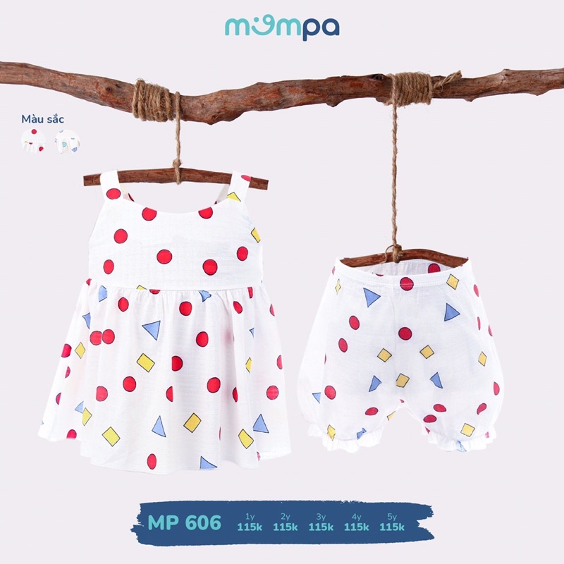 [Mã SKAMCLU8 giảm 10% cho đơn từ 100K] Bộ QA 2 dây bé gái Mompa