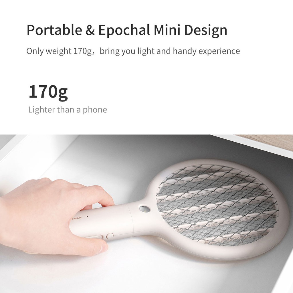 Vợt diệt muỗi điện XIAOMI YOUPIN Sothing USB mini có đèn LED thời lượng pin dài tản nhiệt đa năng