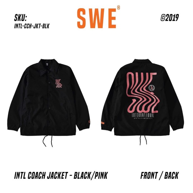 Áo khoác nam nữ SWE INLT JACKET Black Pink vải dù dày dặn