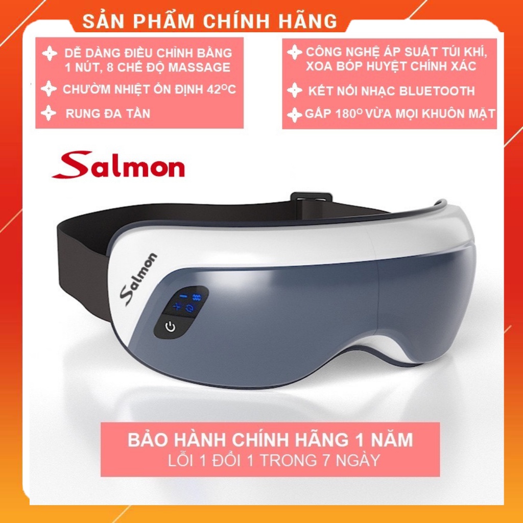 Máy Massage Mắt Cao Cấp Thông Minh Bluetooth Salmon SE220 Công Nghệ Áp Suất Túi Khí Kèm Nhiệt, Ấn Huyệt, Mát Xa Mắt