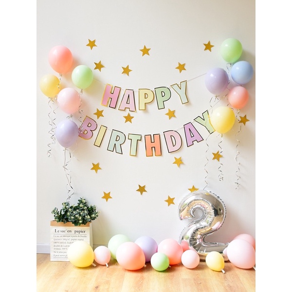 Dây Cờ HAPPY BIRTHDAY Tone Màu Pastel Trang Trí Nhật Xinh Xắn - Yori Party