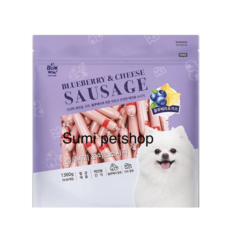 1360gr (1túi) Xúc xích phô mai việt quất cho chó mèo nhập khẩu Hàn Quốc