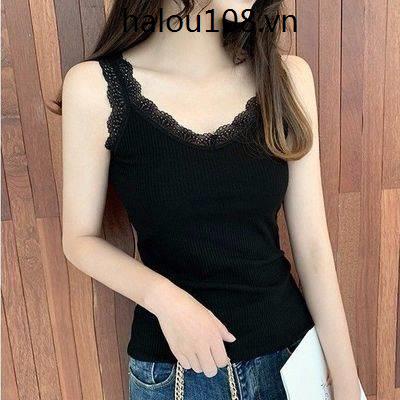 【Hàng Có Sẵn】Áo Sát Nách cotton Phối Ren Mùa Hè Có size Lớn 200JIN Cho Nữ