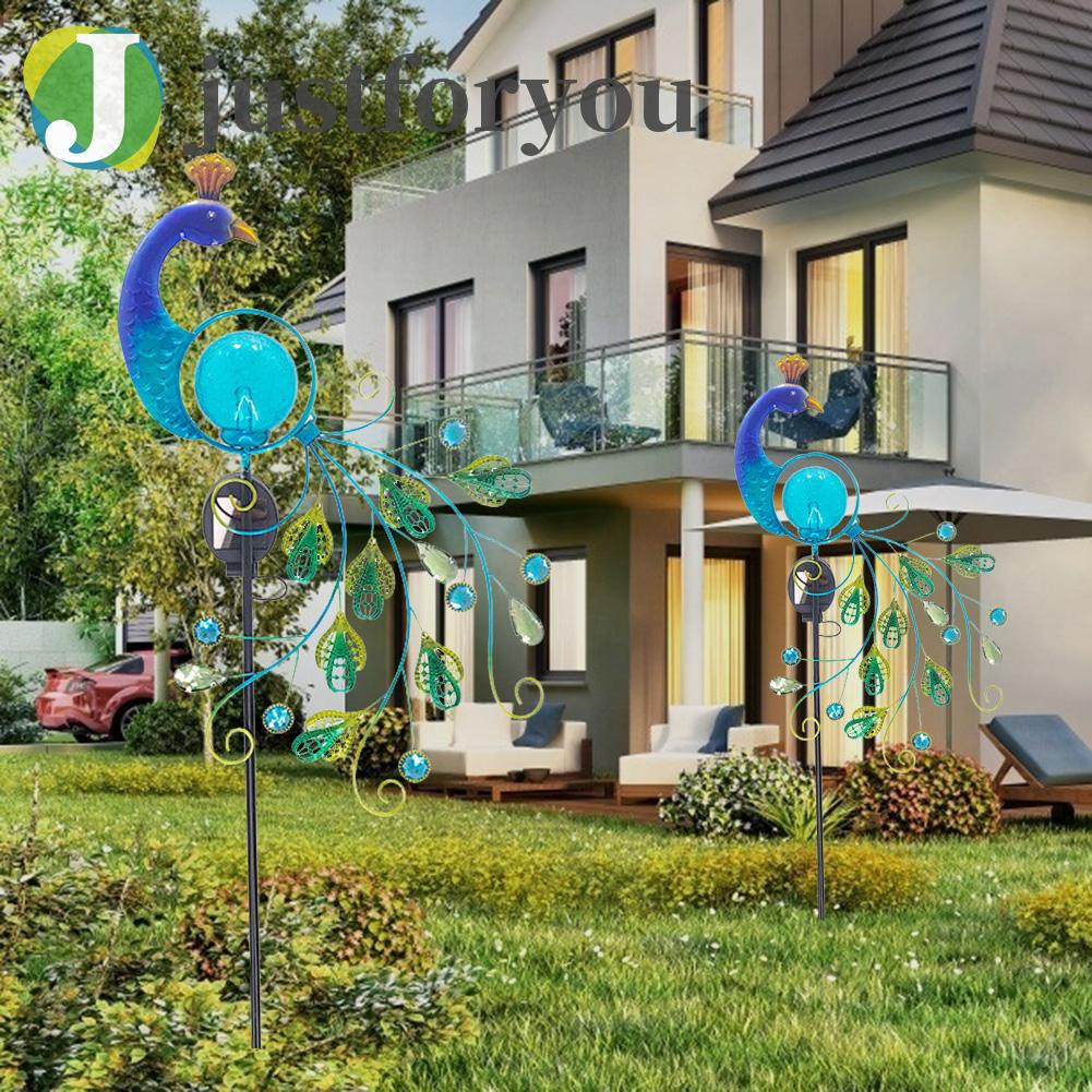 2 Đèn Led Năng Lượng Mặt Trời Hình Chim Công Trang Trí Sân Vườn Nghệ Thuật