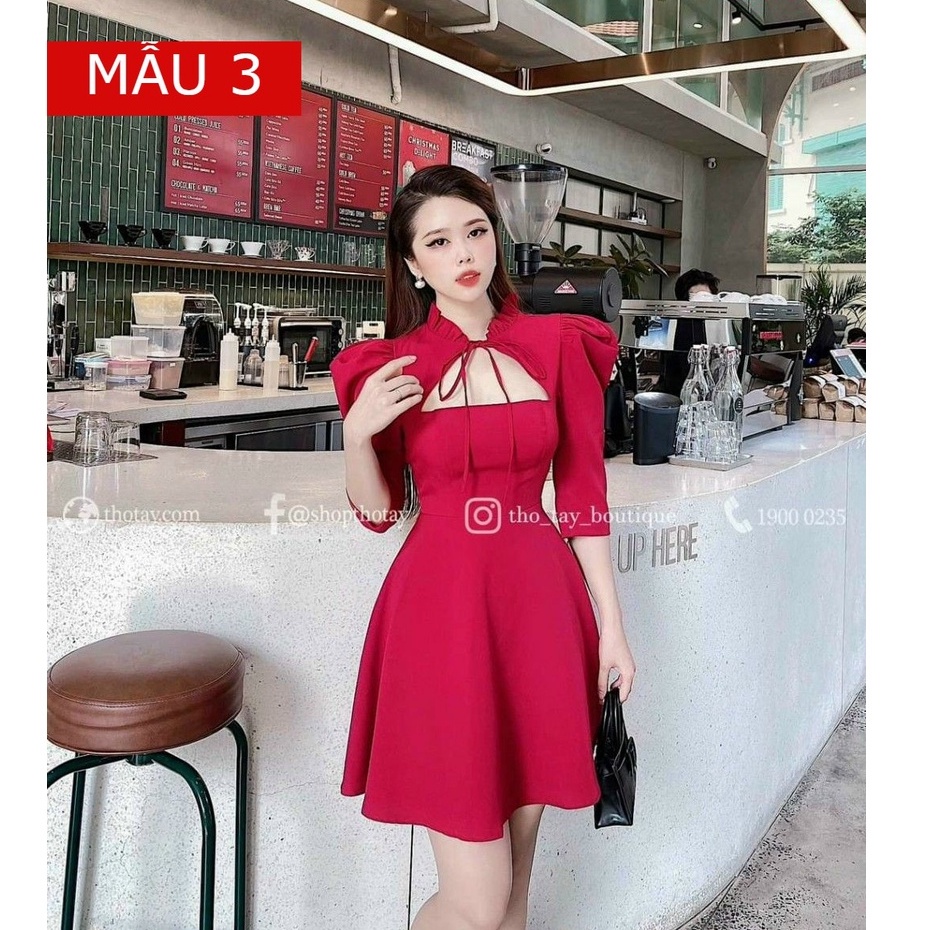 Đầm đi chơi dự tiệc Màu Đỏ quý phái, KIỂU DÁNG SÀNH ĐIỆU XINH XẮN, THỜI TRANG