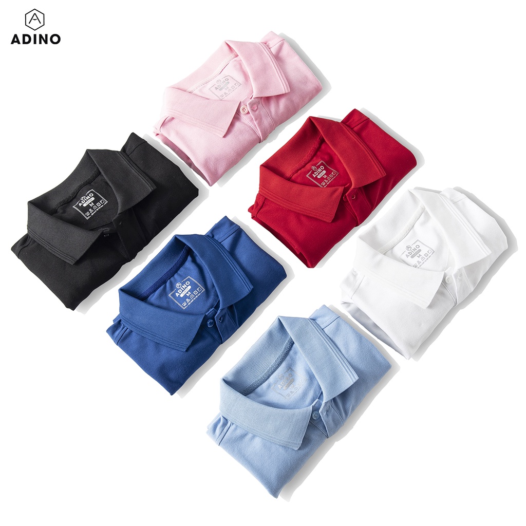 Áo polo nữ đen phối viền ADINO vải cotton polyester mềm dáng công sở slimfit hơi ôm trẻ trung APN03