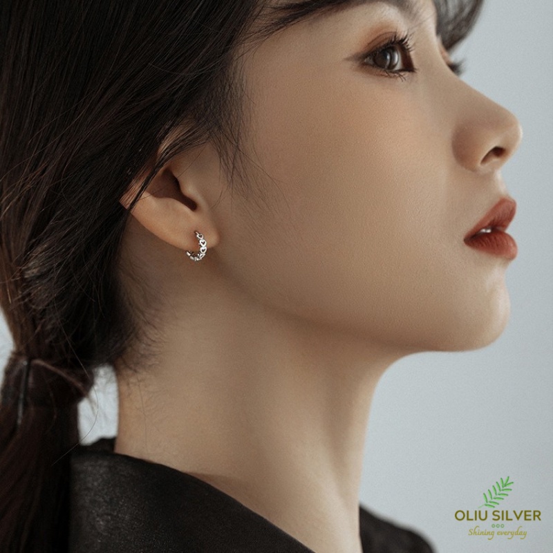 Bông Tai Bạc S925 Trái Tim Hollow Heart Dạng Khoen Bấm Tròn Trẻ Trung Cá Tính | Khuyên Tai Nữ Trang Sức Bạc Thời Trang