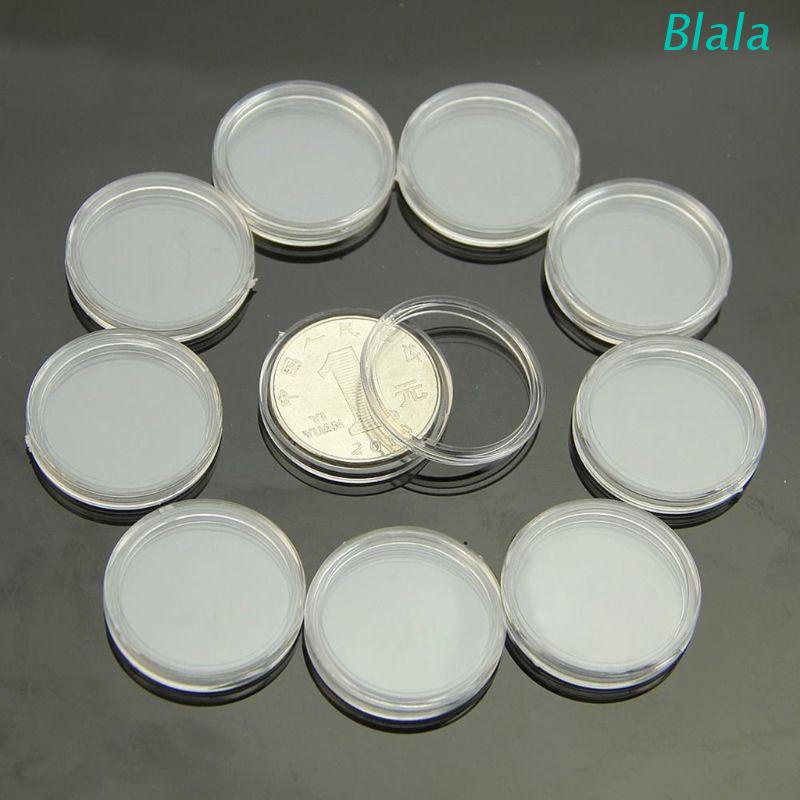 Set 10 Hộp Nhựa Tròn Trong Suốt Đựng Tiền Xu 25mm