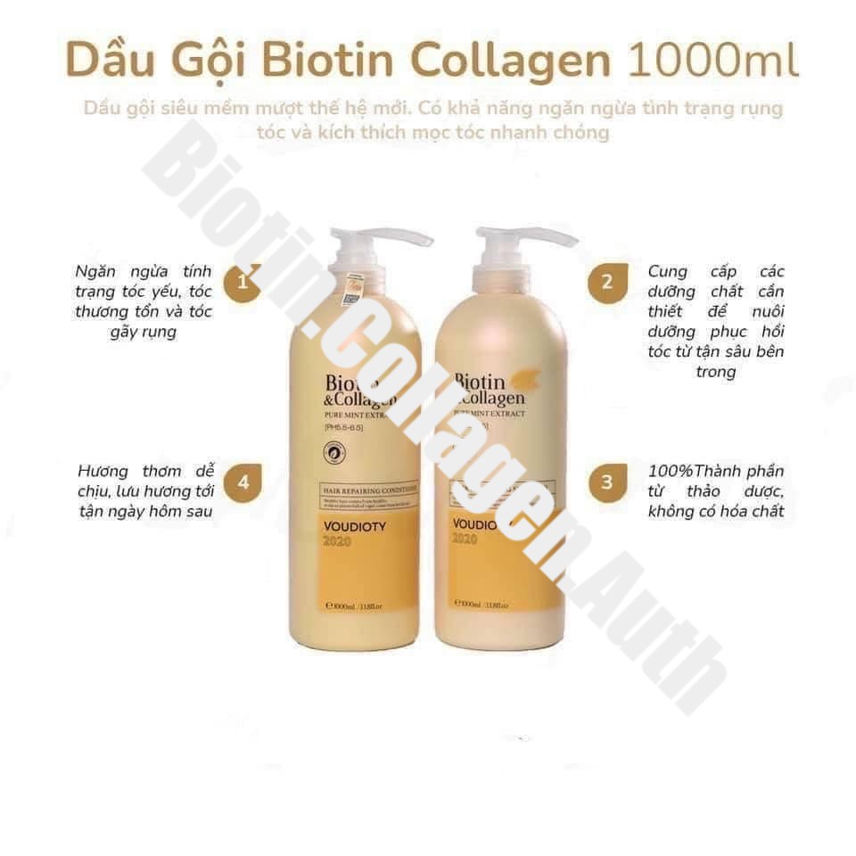 🛑FreeShip🛑Cặp Dầu Gội Xả Biotin Collagen Vàng | Phục Hồi Kích Thích Mọc Tóc ⚜️Hàng Chính Hãng⚜️ Ⓒ 79