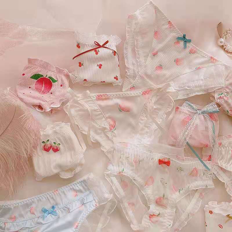 Quần Lót Ren Lưng Thấp Hình Quả Đào Ngọt Ngào Dễ Thương Cho Nữ
