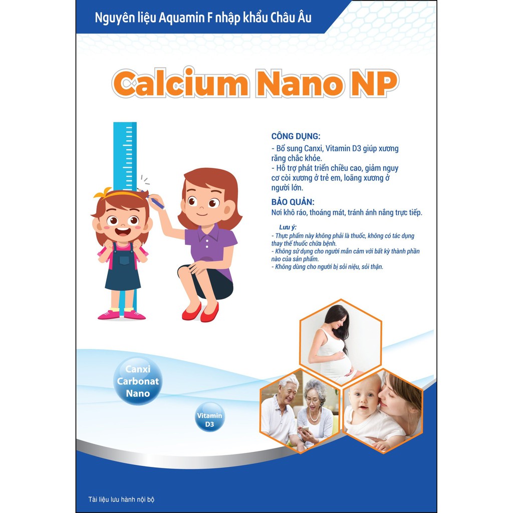 Viên uống Calcium Nano NP hộp 30 viên bổ sung canxi D3 giúp tăng chiều cao, chắc xương