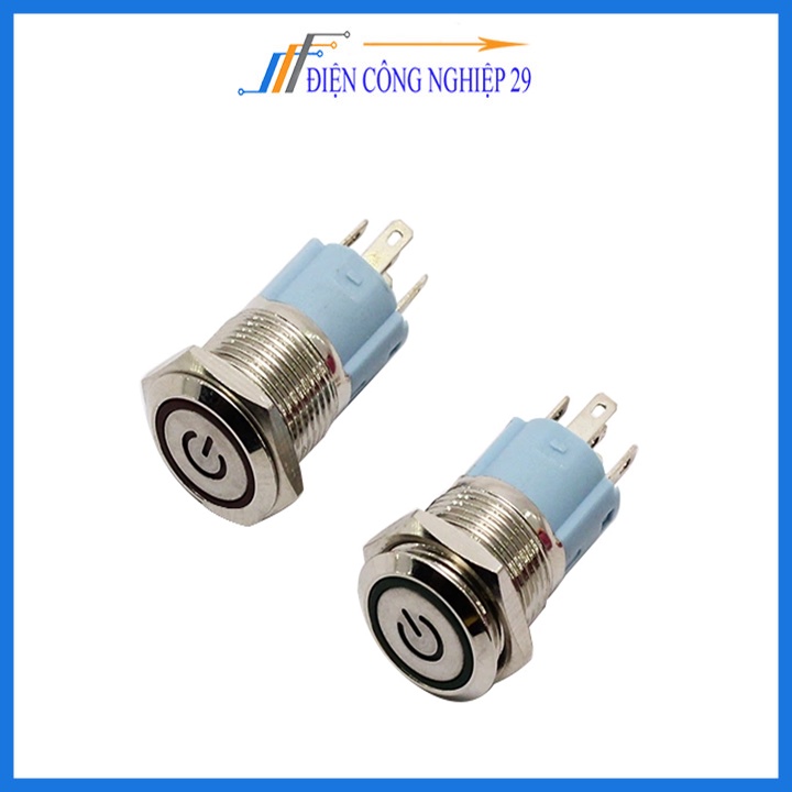 Nút Nhấn Đề Sắt Chống Nước Có Đèn Báo 12VDC-12mm Nhấn Giữ