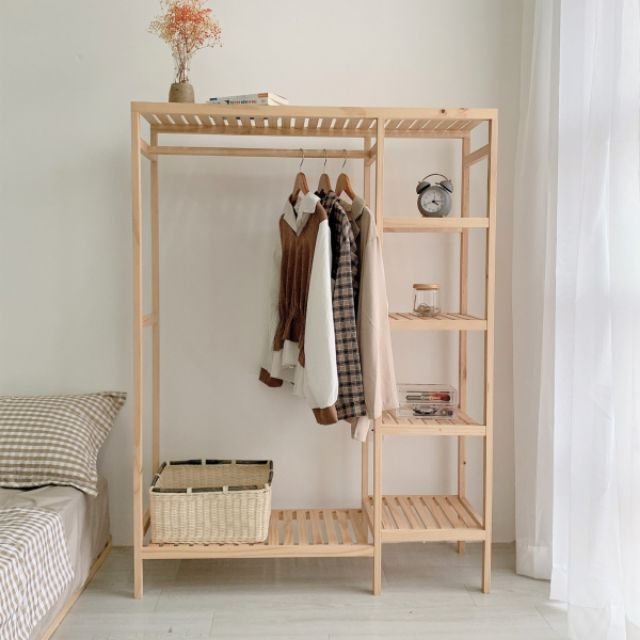 Tủ treo quần áo gỗ thông LUCIS 2 khoang đa năng nội thất lắp ráp cao cấp