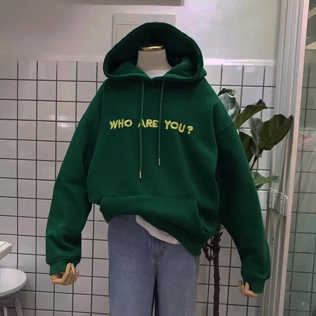 Áo khoác hoodie vải nỉ lót bông dày dặn thêu Who