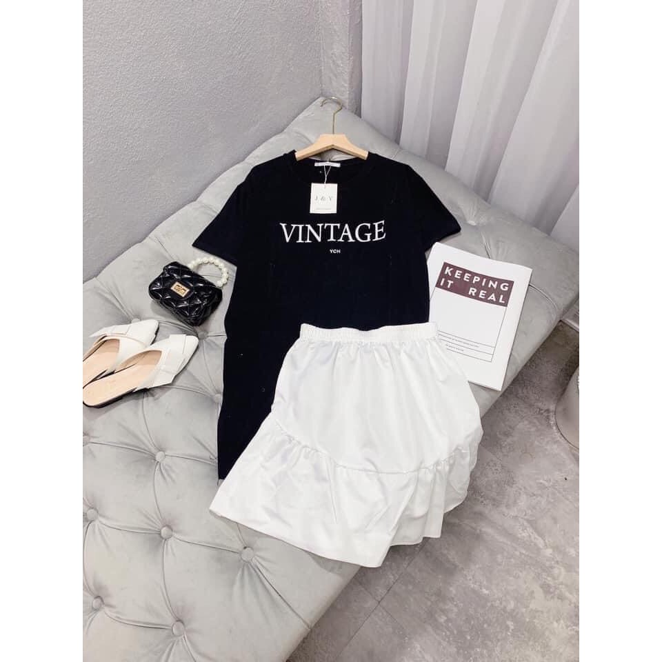 set váy nữ🍉 Set áo vintage chân váy trắng, chân váy ngắn phồng màu trắng mix áo màu đen xẻ tà cá tính, style xinh xắn � | BigBuy360 - bigbuy360.vn