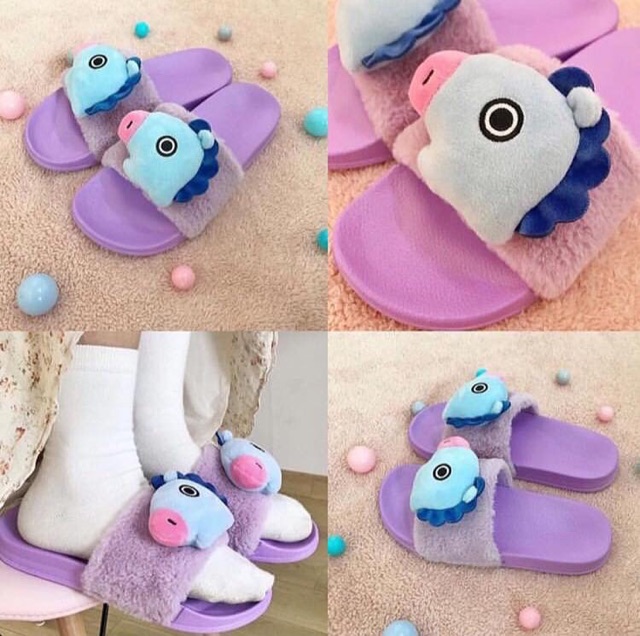 Dép đầu bông BT21, BT21 doll slipper , ver 3 hàng off