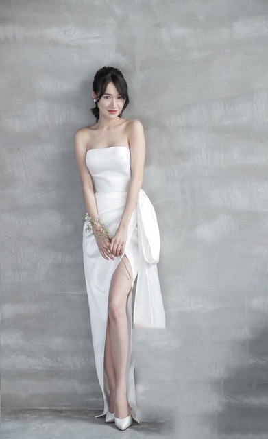 Đầm dạ hội kiểu cúp ngực nơ chéo tà Nhã Phương | BigBuy360 - bigbuy360.vn