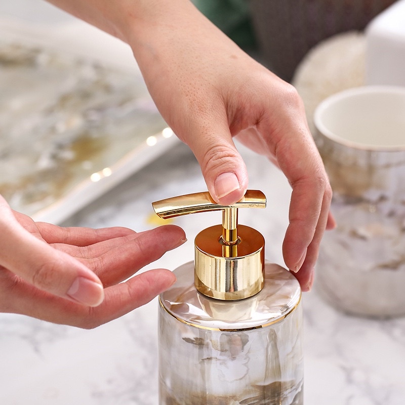 Bộ đồ dùng nhà tắm 6 món gốm sứ vân đá