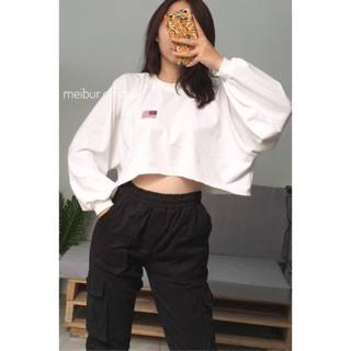 Áo croptop thun tay dài form rộng ulzzang