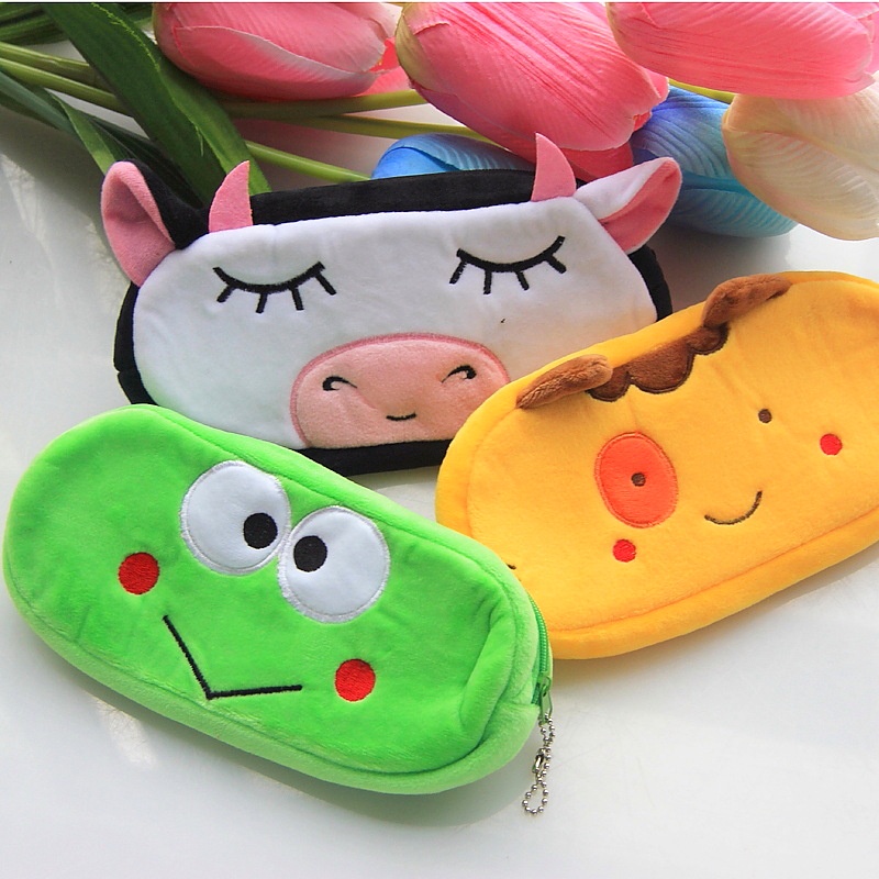 Túi Đựng Bút Bằng Lông Nhung Sức Chứa Lớn Có Khóa Kéo Họa Tiết Động Vật Hoạt Hình Cho Học Sinh