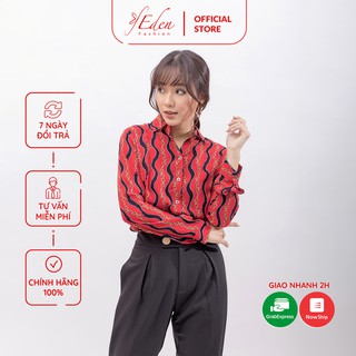 Áo sơ mi thời trang Eden tay dài in họa tiết - ASM079