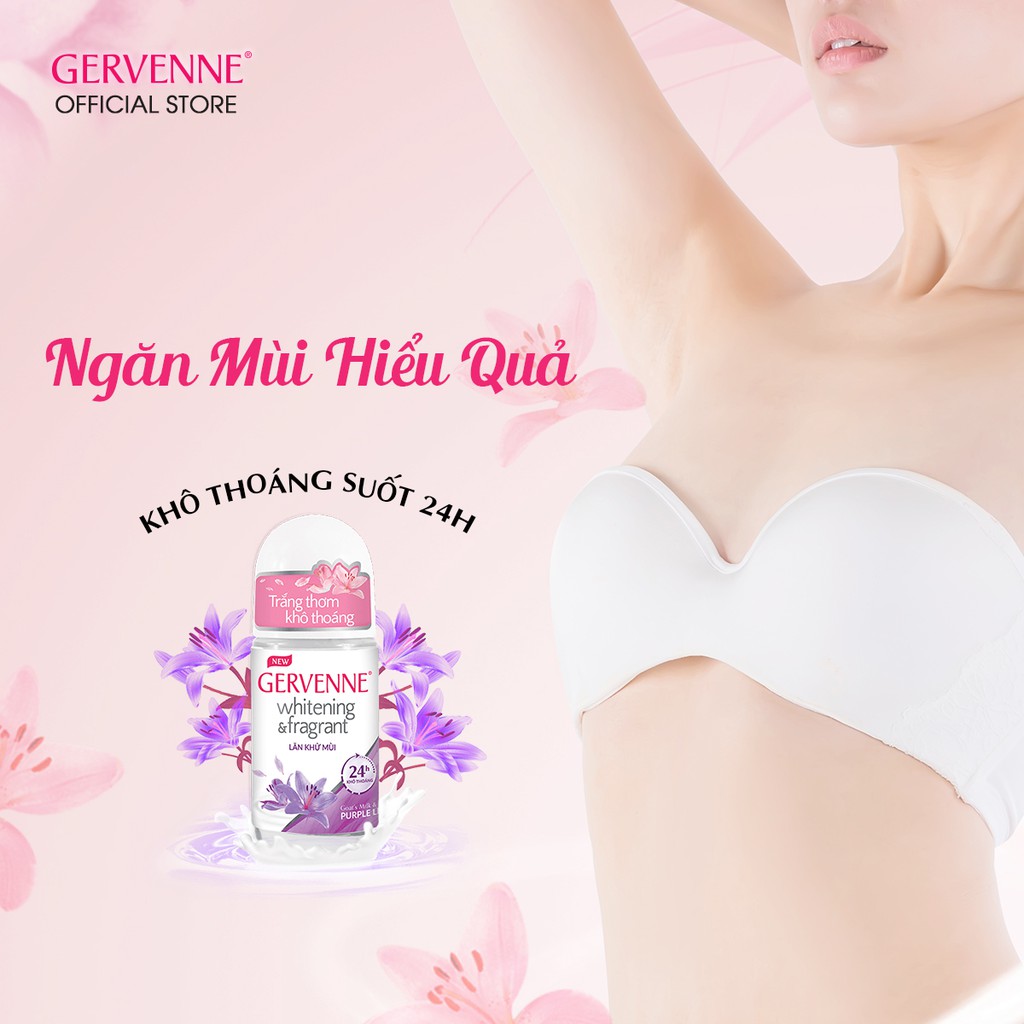 [Mã FMCGMALL - 10% đơn 250K] Gervenne Lăn khử mùi trắng da Purple Lily 25ml