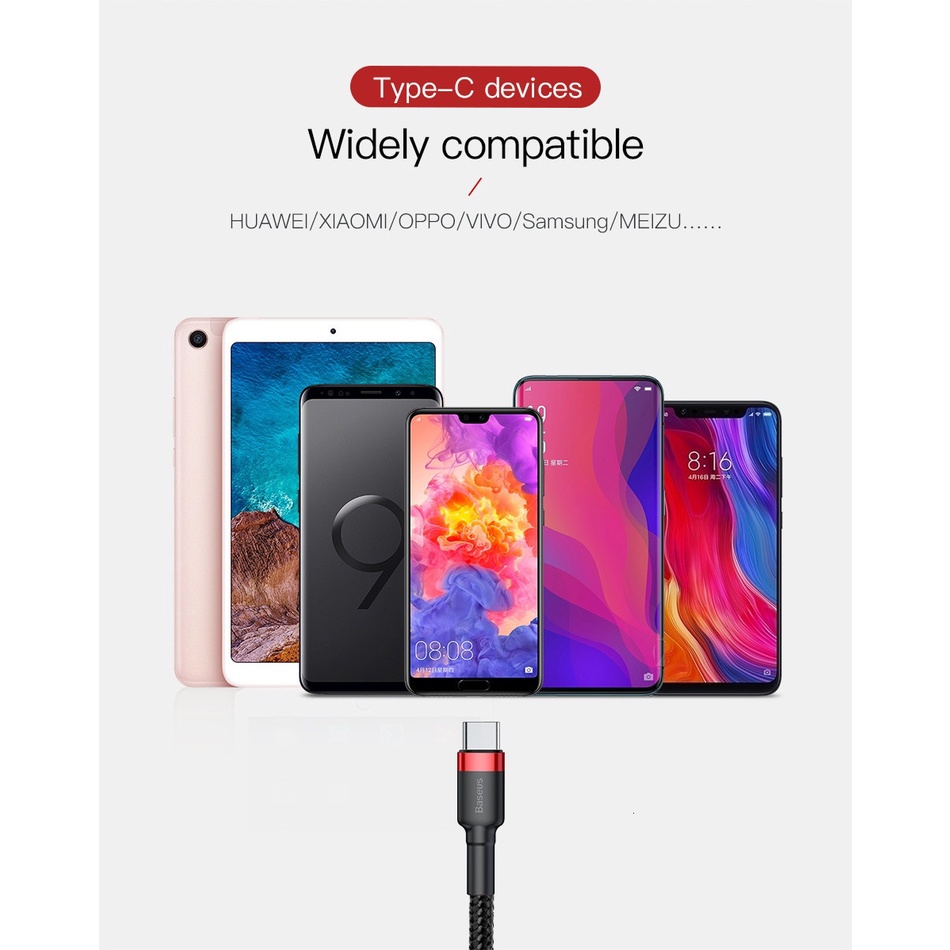 SAMSUNG Cáp Sạc Nhanh Baseus Type C 3.0 USB C Cho Huawei P40 Xiaomi Mi 10 8 USB-C