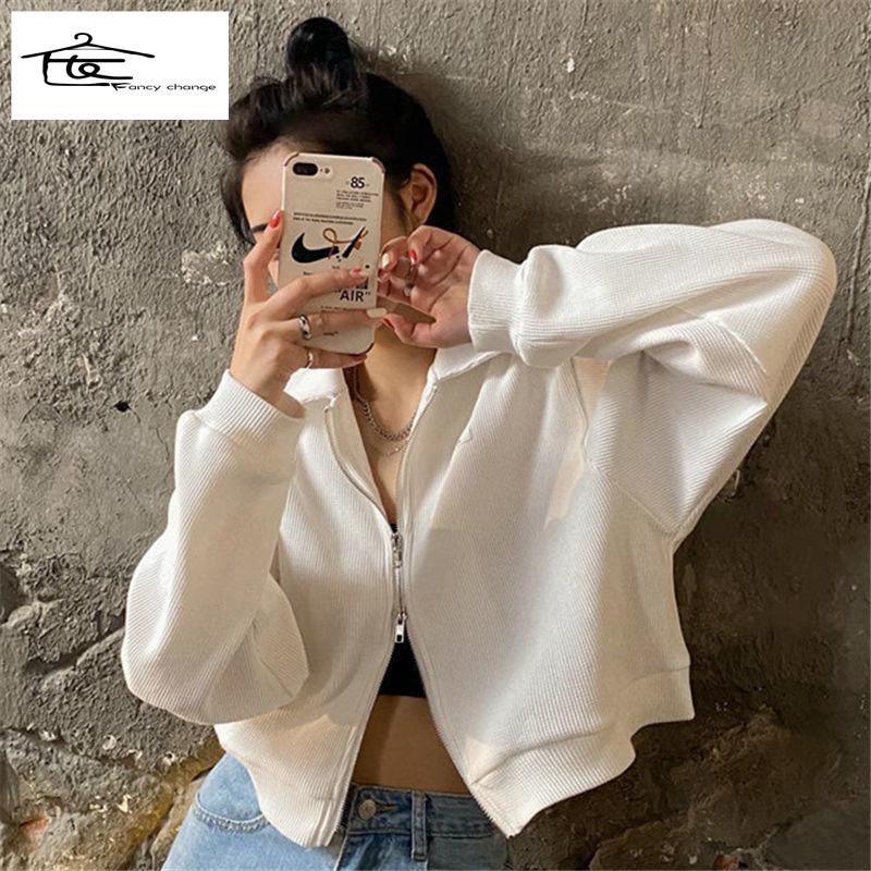 Hàng Có Sẵn Bán Chạy~Áo Khoác Có Dây Kéo Dáng Ngắn Dễ Phối Đồ Thời Trang Xuân Thu Phong Cách Mới Dành Cho Bạn Nữ 2022