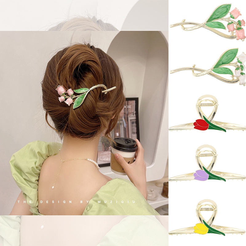 Kẹp tóc HAIMEIKANG hình hoa tulip thời trang Hàn Quốc