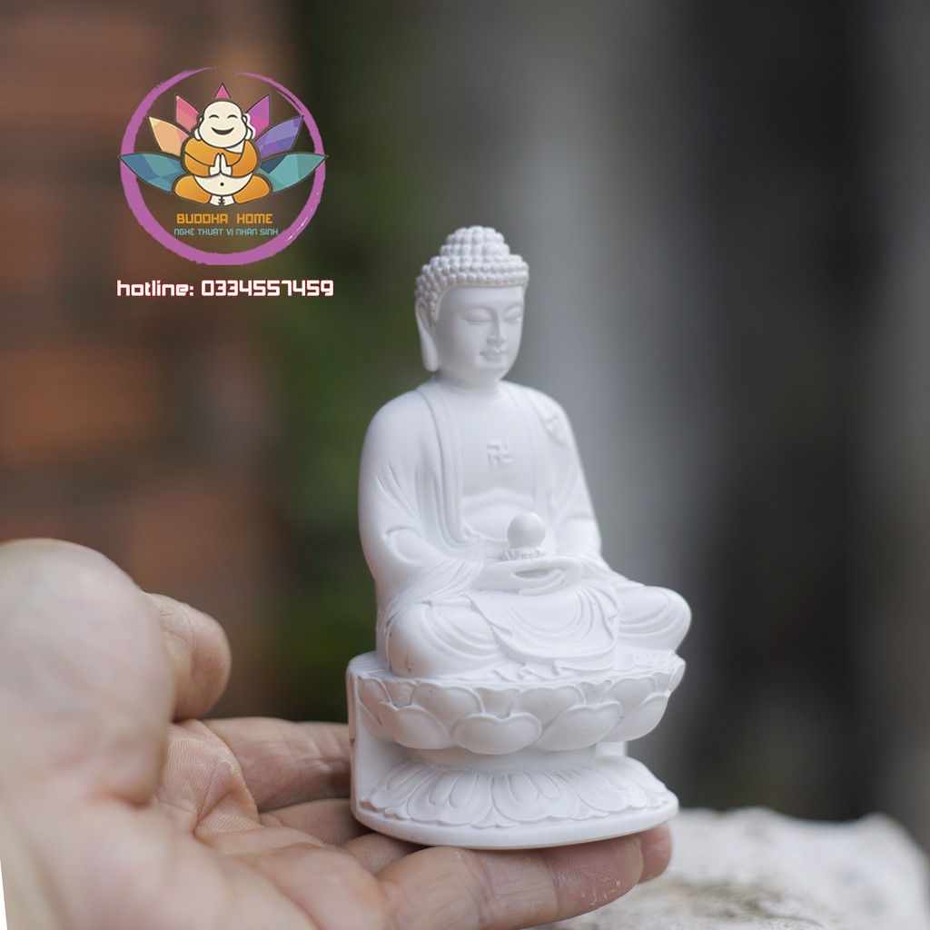 Tượng Phật A Di Đà Cao 11cm màu trắng phong thủy, trang trí nhà cửa, thờ cúng