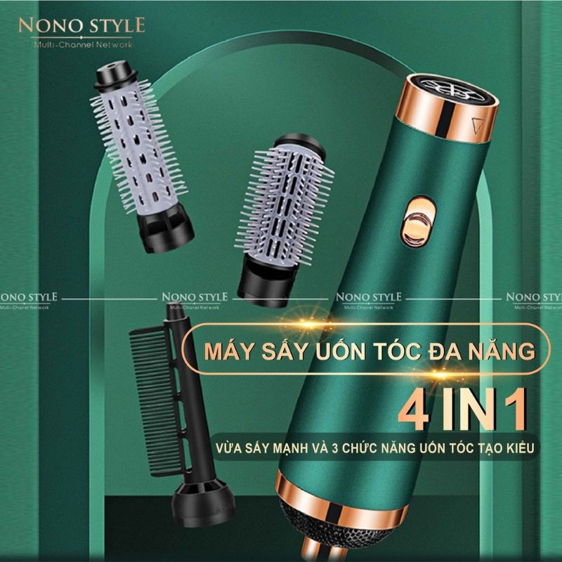 Máy Sấy Uốn Tạo Tóc Đa Năng 4 Trong 1-Tặng Kèm 3 Đầu Lược Duỗi Thẳng,Uốn Xoăn Và Tạo Bồng Bềnh Cho Tóc