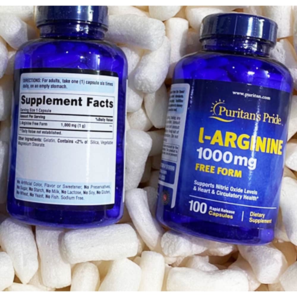 Viên uống bổ sung L-Arginine hỗ trợ tim mạch Puritan’s Pride L-Arginine 1000mg 100 viên
