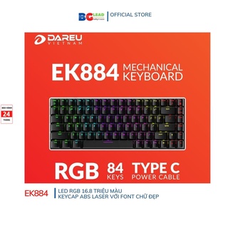 Bàn phím cơ|Bàn phím gaming DAREU EK884 84KEYS có đèn led RGB, Blue|Brown|Red D switch - Mai Hoàng phân phối và bảo hành