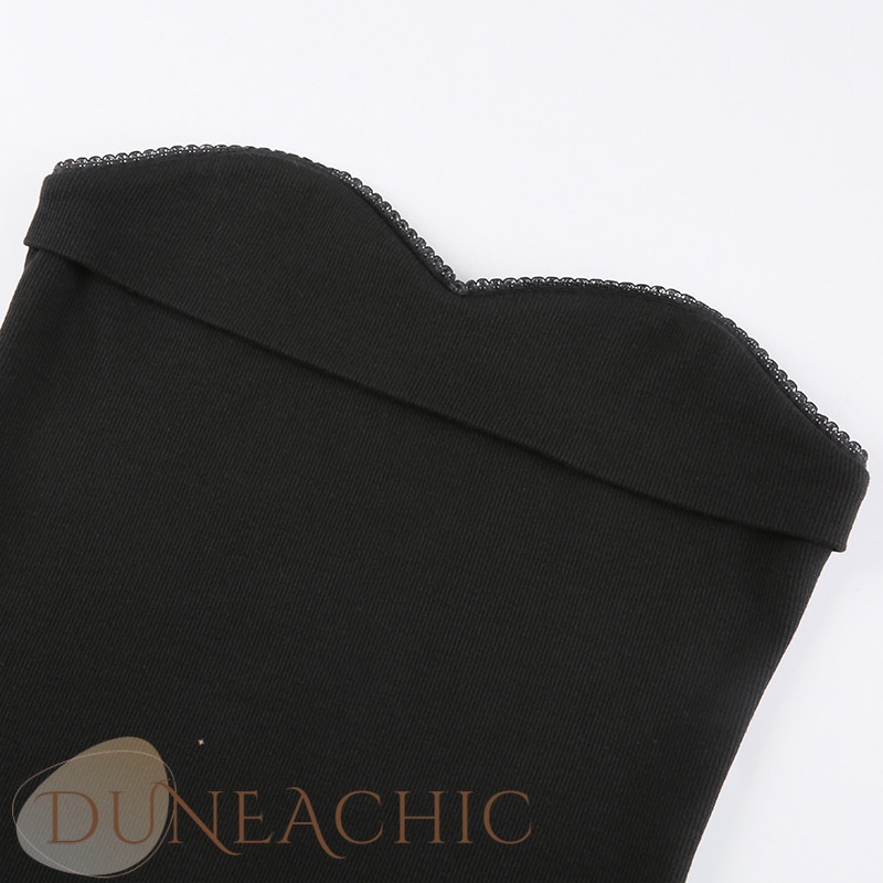 DUNEA Đầm Đen Dài Tay Trễ Vai Phong Cách Quyến Rũ Cho Nữ