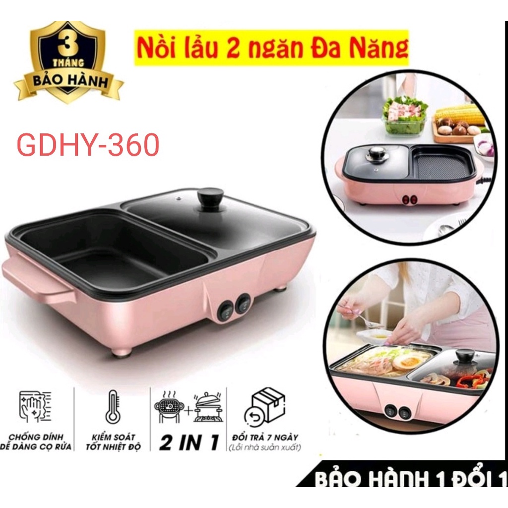 [Mã ELHADEV giảm 4% đơn 300K] [ Bảo hành 3 tháng ] Bếp lẩu nướng 2in1 đa năng, Chống dính cao cấp,Thiết kế tuyệt đẹp.