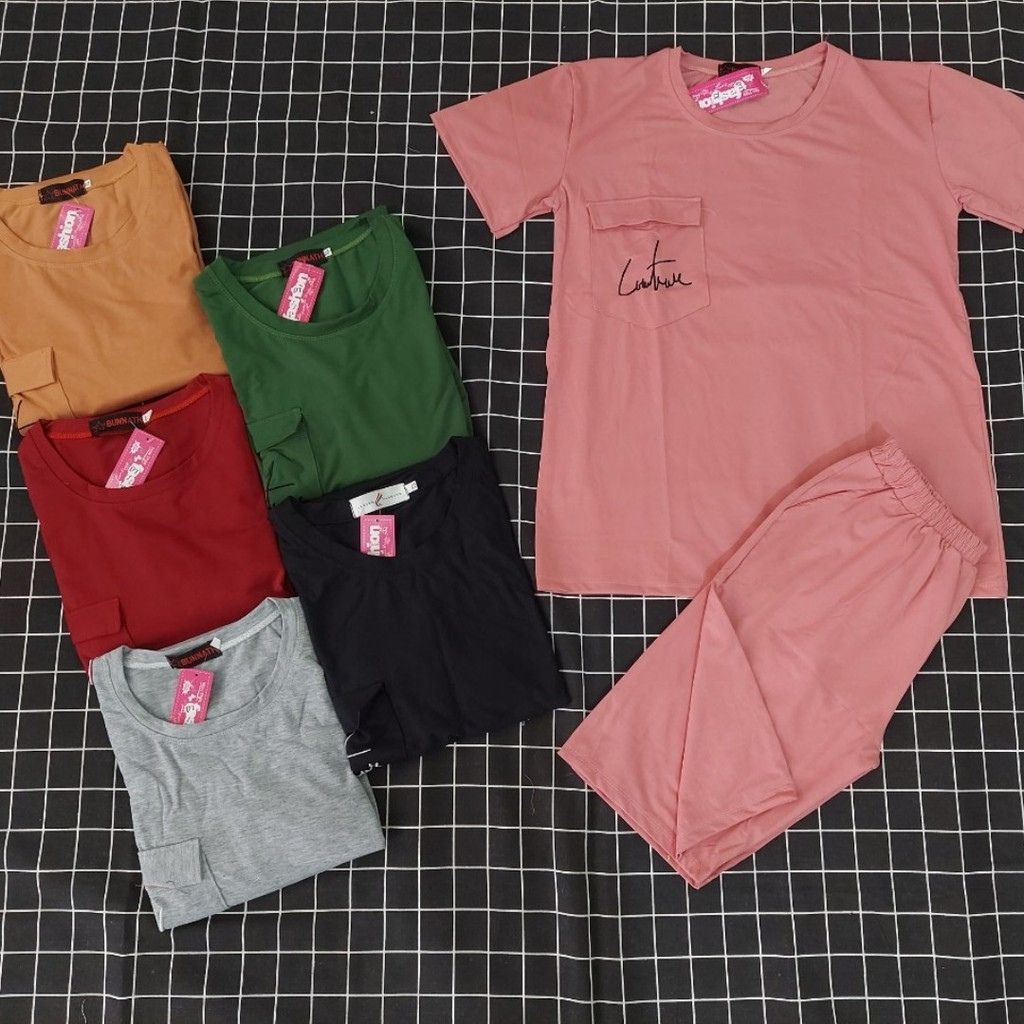 Đồ bộ nữ mặc nhà bigsize ESHOP đồ mặc nhà quần lửng ngố chất thun cotton thể thao đẹp dễ thương đi chơi ngủ AD08