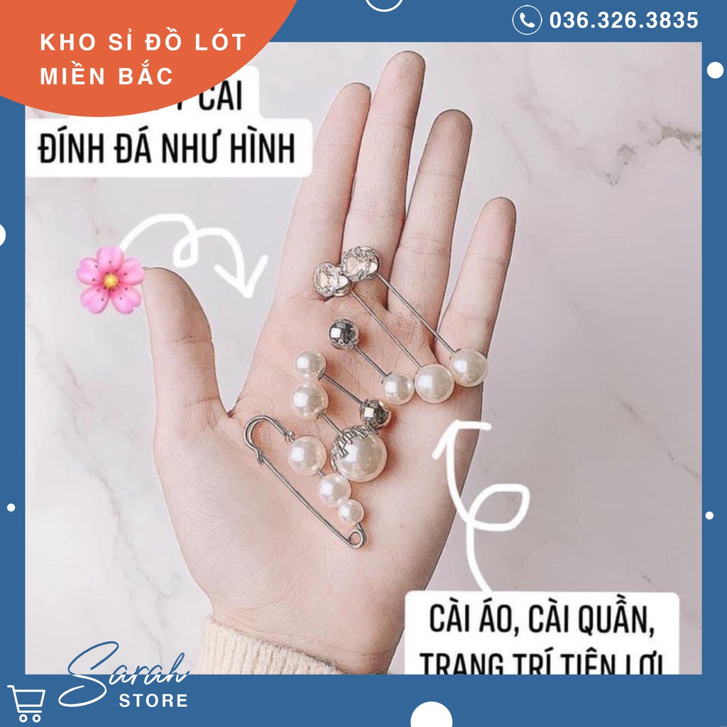 Set 7 cài áo đính đá đính ngọc siêu sang