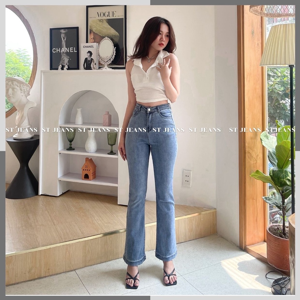 Quần Jeans Loe Nữ Lai Cuốn ,Quần Bò Loe Trơn Basic