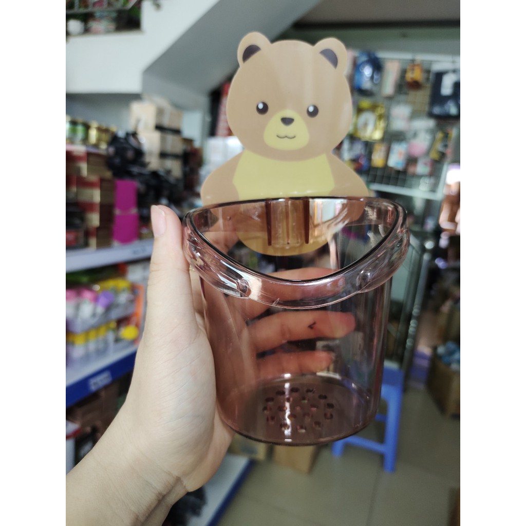 Cốc Gấu Dán Tường Đựng Bàn Chải Đánh Răng