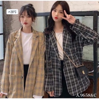 Áo khoác véc kẻ một cúc - C
