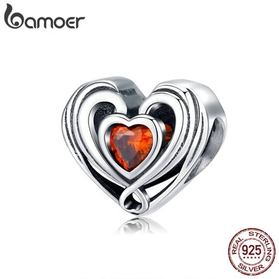 BAMOER Lắc Tay Bạc 925 Mặt Hình Trái Tim SCC1472 Thời Trang Cho Nữ