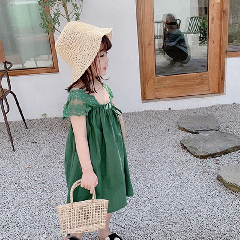 Đầm xòe phối ren kiểu công chúa xinh xắn cho bé gái
