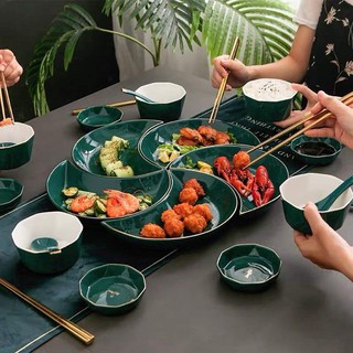 [XẢ KHO RẺ BẤT CHẤP] Bộ đĩa mặt trăng Sứ- 5 ĐĨA-TẶNG 1LỌ HOA MINI