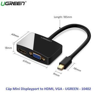 Cáp chuyển đổi mini displayport to hdmi, vga chính hãng ugreen 10439